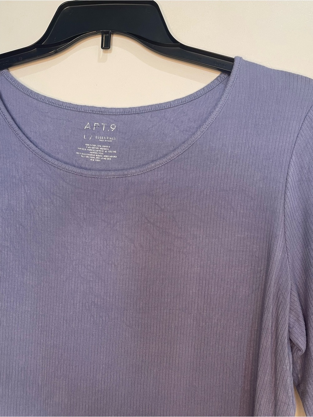 Essentials Lavender Ribbed Short-Sleeve Top - Picture 4 of 5
